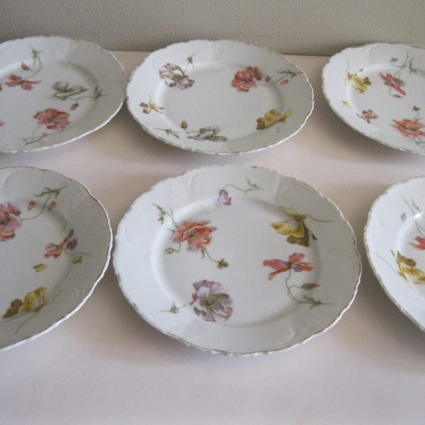 STARE FRANCUSKIE PRZEDWOJENNE TALERZE DESEROWE KOMPLET 6 SZTUK