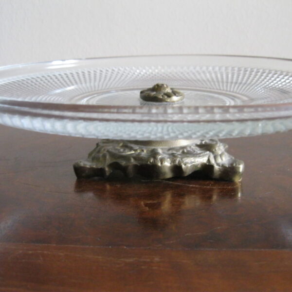 STARA SZKLANA  PATERA NA NODZE Z MOSIĄDZU