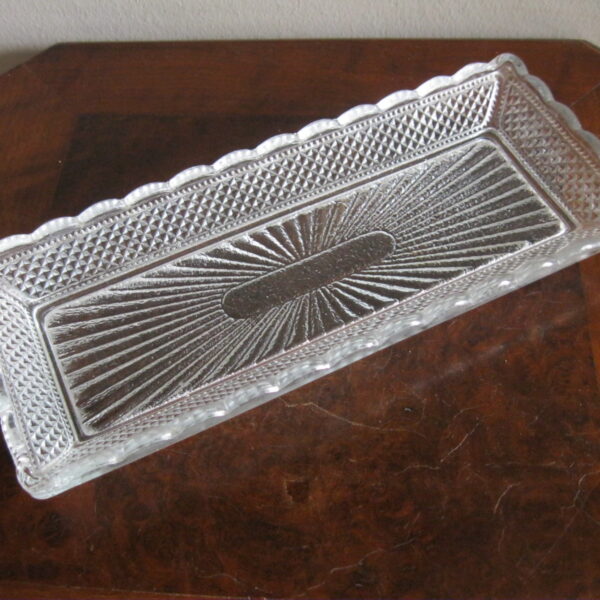 STARA SZKLANA PROSTOKĄTNA PATERA KEKSÓWKA