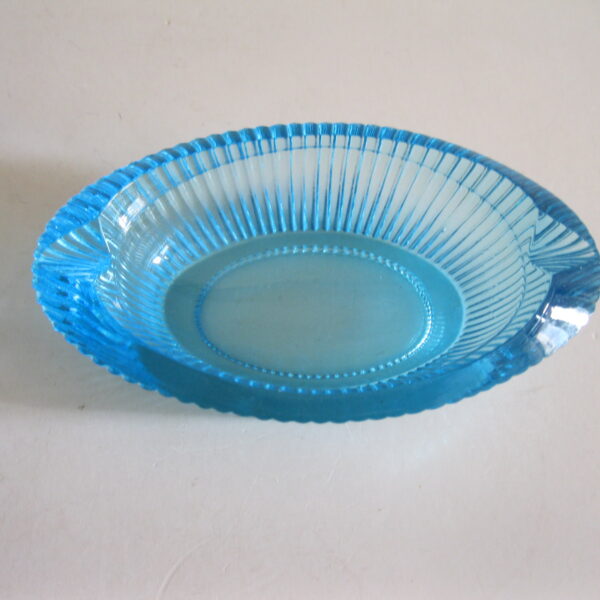 STARA SZKLANA TURKUSOWA POPIELNICA OPTYCZNA