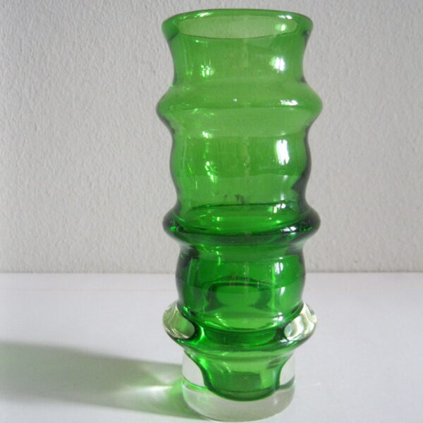 STARY SZKLANY ZIELONY WAZON ŚRUBA