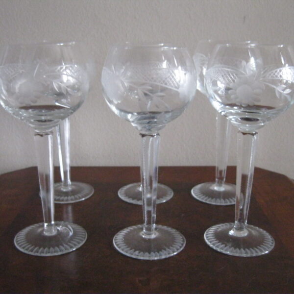 PIĘKNE STARE KRYSZTAŁOWE KIELISZKI DO WINA  KOMPLET 6 SZTUK