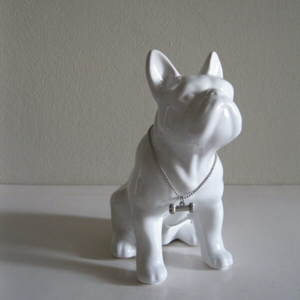 STARA PORCELANOWA FIGURKA PIES BULDOG SKARBONKA