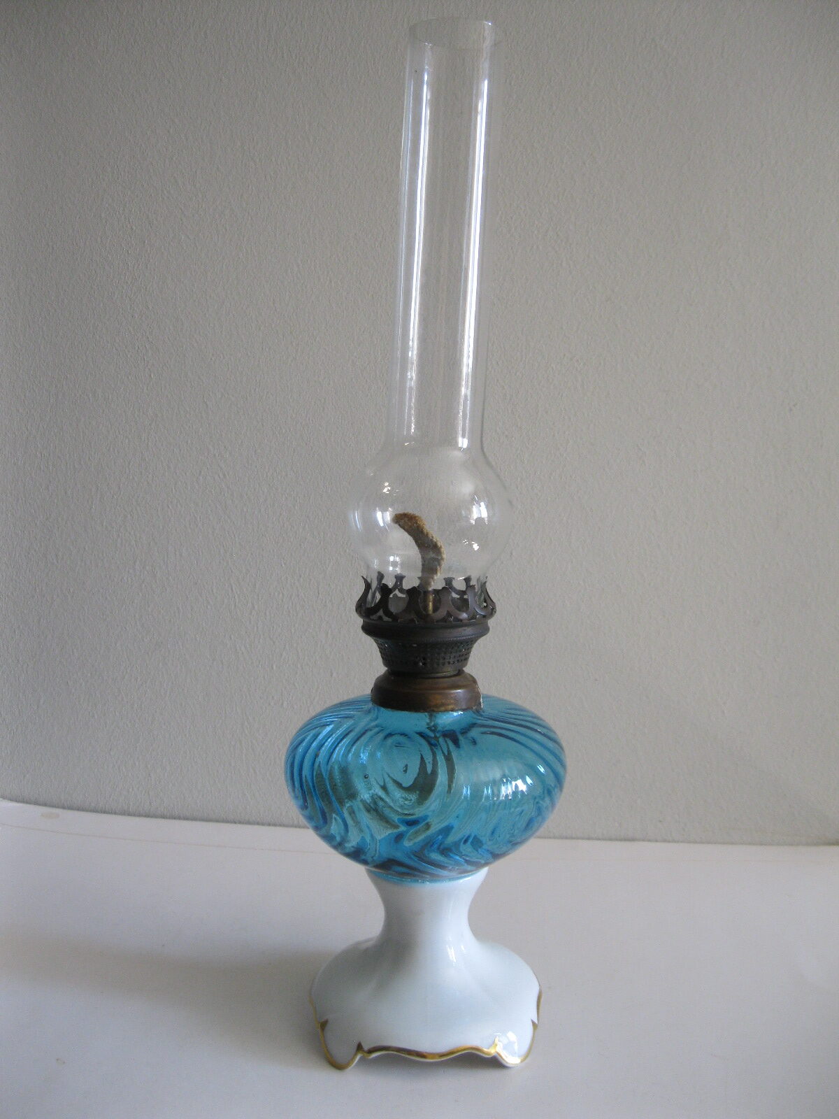 STARA FRANCUSKA PORCELANOWA LAMPA NAFTOWA LIMOGES - obrazek 7
