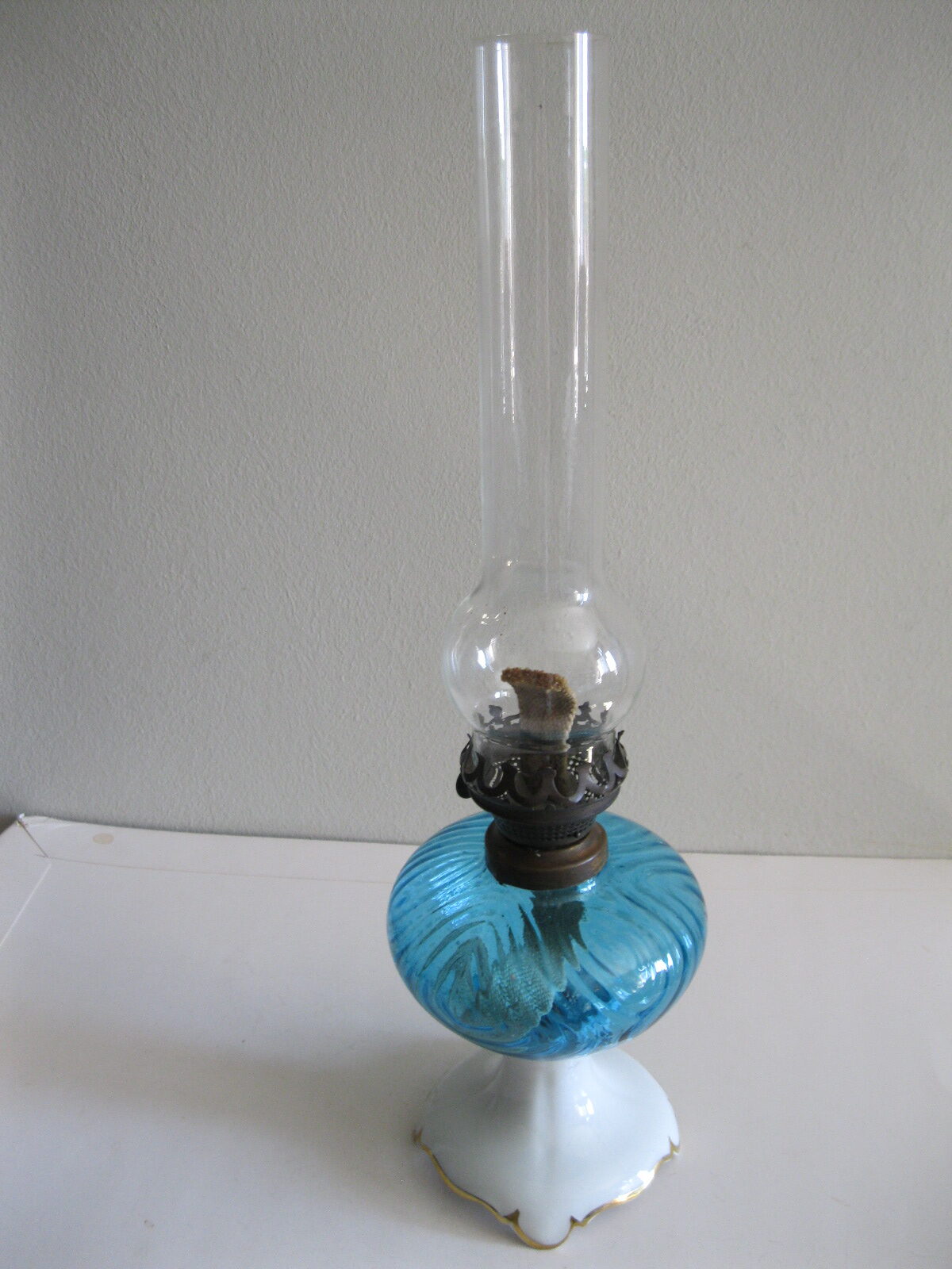 STARA FRANCUSKA PORCELANOWA LAMPA NAFTOWA LIMOGES - obrazek 8